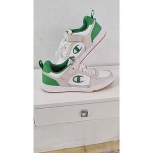 CHAMPION MENS ARENA POWER LOW V2  SNEAKER Beige, White And Green Size 11.5